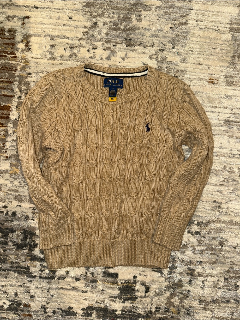 Polo by Ralph Lauren Men's Cable Crewneck Sweater in Beige